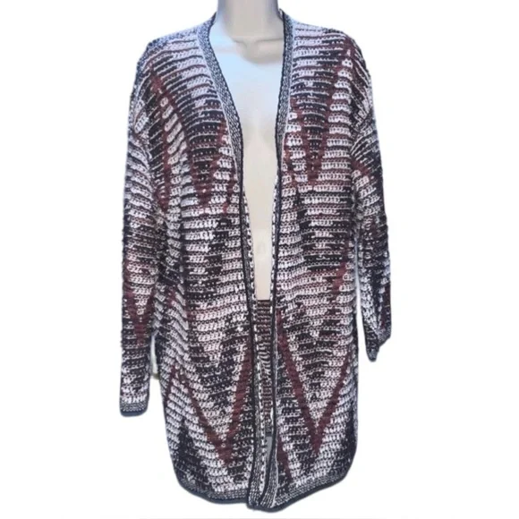 LUCKY BRAND Chevron Southwestern Cardigan Sweater Size Large - Picture 2 of 5